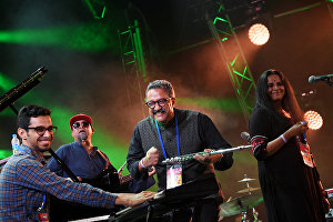 Rajeev raja combine (India) band members perform live at the 16th Koktebel Jazz Party international music festival